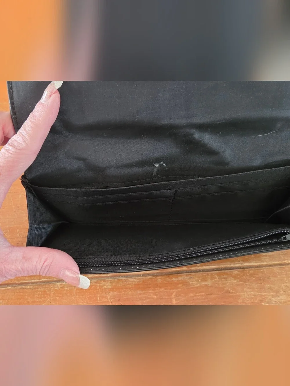 Classic Black Payless Faux Leather Envelope Clutch - Elegant Ruffle Detail